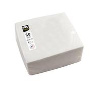 PRONAPPE - Réf. SV622001I - 50 Serviettes cocktail 20x20 cm - Papier micro-gaufré - ouate 2 plis - Blanc