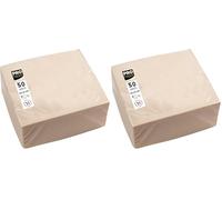 PRONAPPE - Réf. SV622002I - 50 Serviettes cocktail 20x20 cm - Papier micro-gaufré - ouate 2 plis - Ivoire (Lot de 2)