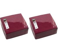 PRONAPPE - Réf. SV622008I - 50 Serviettes cocktail 20x20 cm - Papier micro-gaufré - ouate 2 plis - Bordeaux (Lot de 2)