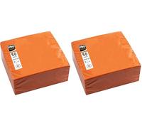 PRONAPPE - Réf. SV622012I - 50 Serviettes cocktail 20x20 cm - Papier micro-gaufré - ouate 2 plis - Orange (Lot de 2)