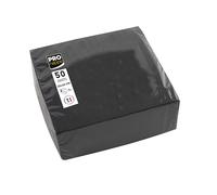 PRONAPPE - Réf. SV622021I - 50 Serviettes cocktail 20x20 cm - Papier micro-gaufré - ouate 2 plis - Noir