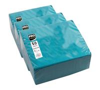 PRONAPPE - Réf. SV622028I - 50 Serviettes cocktail 20x20 cm - Papier micro-gaufré - ouate 2 plis - Turquoise (Lot de 3)
