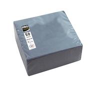 PRONAPPE - Réf. SV622030I - 50 Serviettes cocktail 20x20 cm - Papier micro-gaufré - ouate 2 plis - Gris