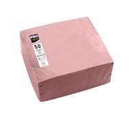 PRONAPPE - Réf. SV622041I - 50 Serviettes cocktail 20x20 cm - Papier micro-gaufré - ouate 2 plis - Rose poudré
