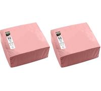 PRONAPPE - Réf. SV622041I - 50 Serviettes cocktail 20x20 cm - Papier micro-gaufré - ouate 2 plis - Rose poudré (Lot de 2)