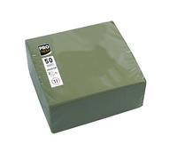 PRONAPPE - Réf. SV622057I - 50 Serviettes cocktail 20x20 cm - Papier micro-gaufré - ouate 2 plis - Vert olive