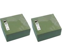 PRONAPPE - Réf. SV622057I - 50 Serviettes cocktail 20x20 cm - Papier micro-gaufré - ouate 2 plis - Vert olive (Lot de 2)