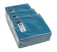 PRONAPPE - Réf. SV623804I - 40 serviettes 38x38 cm - Papier micro-gaufré - ouate 2 plis - Bleu pacifique (Lot de 3)