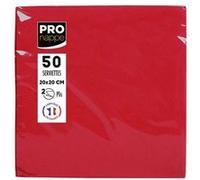 PRONAPPE Serviettes cocktail Réf. SV622009I – 20x20 cm micro-gaufrées ouate 2 plis Rouge (50)