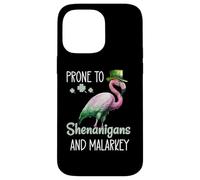 Prone to Shenanigans and Malarkey Sign St Patricks Flamingo Coque pour iPhone 14 Pro Max