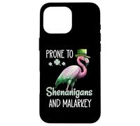 Prone to Shenanigans and Malarkey Sign St Patricks Flamingo Coque pour iPhone 16 Pro Max