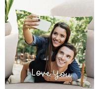 PRONENS. Housse de coussin personnalisable avec photo pour la Saint-Valentin, un anniversaire, impression sur une face, sans fermeture éclair, installation facile. Super doux. Cadeaux pour exprimer