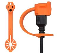 Prong Shield Cache-prise d'extérieur | Cache-prise d'extérieur résistant aux intempéries | Équipement de construction de rallonge | Capuchon d'extrémité de rallonge à 3 broches (10, orange)