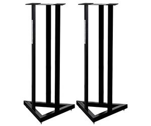 Pronomic 2X Pieds SCS-20 pour Moniteur Studio, 90 cm, Base Triangulaire, Pieds Caoutchouc/Spikes, goupille sécurité, Acier, Plateau avec Bande Caoutchouc, Noir thermolaqué.