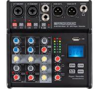 Pronomic B-403 Mini-Mixer Bluetooth avec Enregistrement USB - 4 Canaux, 2 Combo, Alim Phantom, Interrupteur Hi-Z, Port USB, Sorties XLR, Compact, Noir.