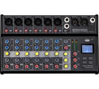 Pronomic B-803 Mini-Mixer Bluetooth avec Enregistrement USB - 8 Canaux, 6 Entrées Combo, Alim Phantom, Interrupteur Hi-Z, Port USB, Sorties XLR, Compact Noir.