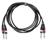Pronomic Câble Audio J4J-3-2x Jack Mono 6,3 mm vers 2x Jack Mono 6,3 mm - Longueur : 3 m - Flexible et robuste - Connecteurs codés par couleur - Noir