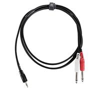 Pronomic Câble Audio Stage JM2JS-1.5, 1,5 m, connecteurs 3,5 mm Jack Stéréo ? 2x 6,3 mm Jack Mono, qualité, dénudage réglable, bande auto-agrippante, noir.