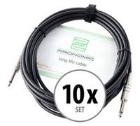 Pronomic Câble Instrument 6m noir jack. Set x 10 G
