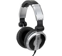 Pronomic Casque DJ KDJ-1000 - Isolation phonique Externe Casque Dynamique Filaire de Studio (107 DB SPL, câble 3,5 m, Arceau réglable, Adaptateur Inclus) - Argent/Noir