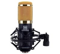 Pronomic Microphone à condensateur CM-100BG – Cardioïde 34 mm, antichoc et anti-pop, noir/or