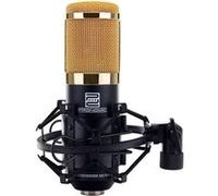 Pronomic Microphone à condensateur CM-100BG – Cardioïde 34 mm, antichoc et anti-pop, noir/or