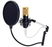 Pronomic CM-100BG Microphone Studio à Grande Membrane XLR Condensateur avec Set Anti-Pop (avec Suspension Micro, étui, Bonnet Anti-Vent, Adaptateur et Anti-Pop Micro Noir) Noir