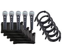 Pronomic Microphone Vocal DM-58 -B avec Interrupteur Set de 5 avec 5 x 5m câble XLR