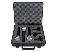 Pronomic DM-58-C Microphone Vocal Lot de 3 avec Valise - 3 microphones dynamiques à directivité cardioïde - Capsule suspendue élastiquement - Interrupteur marche/arrêt - Pinces micro - Valise - Noir