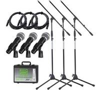 Pronomic DM-58-C Microphone Vocal Set de Démarrage - 3 Microphones dynamiques - Capsule Suspendue élastiquement - Interrupteur Marche/arrêt - Set avec Pieds de Micro et câbles 5m - Valise - Noir