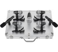 Pronomic DMS-7 Set de Micros pour Batterie - Ensemble de 7 Micros pour Scène et Studio - Microphones d’Enregistrement pour Batterie et Instruments de Percussion - Inclus Valise