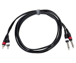 Pronomic J4RC-3 Câble Audio Stéréo Jack 6, 3 mm/Cinch 3 m, 2x Jack Mono 6 | Câble audio universel, 3 mm vers 2x Cinch, Flexible et robuste, Transmission propre, Male - Male, Longueur: 3 m