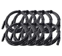 Pronomic Lot de 10 câbles micro XFXM-5 (5m de longueur, XLR femelle 3 broches -> XLR mâle 3 broches, connecteurs soudés à la main, résistant aux acides et huiles, décharge de traction à pince) noir