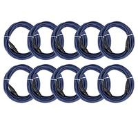 Pronomic Lot de 10 câbles Stage DMX3-10 10 mètres (pour câblage d’effets lumineux, contacts dorés, gaine bleue, XLR mâle vers XLR femelle)
