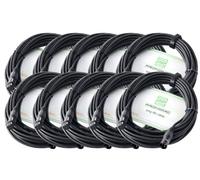 Pronomic Lot de 10 câbles XFXM-10 (10m de longueur, XLR femelle 3 broches -> XLR mâle 3 broches, connecteurs soudés à la main, résistant aux acides et huiles, décharge de traction à pince) noir