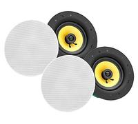 Pronomic Lot De 2 Haut-Parleurs Encastrables Tissu Haut De Gamme CLS-660 WH (Haut-Parleur Plafond 2 Voies, Woofer 6,5"/165 mm, Tweeter 1,2"/30 mm, 60 Watts RMS, Equalizer, Filtre Passe-Bande) Blanc