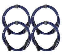 Pronomic Lot de 4 câbles Stage DMX3-2,5 de 2,5 mètres (pour câblage d’effets lumineux, contacts dorés, gaine bleue, XLR mâle vers XLR femelle)