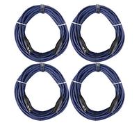 Pronomic Lot de 4 Stage DMX3-20 Câbles DMX 20 mètres (pour câblage d'effets lumineux, contacts dorés, gaine bleue, XLR mâle vers XLR femelle) bleu