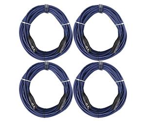 Pronomic Lot de 4 Stage DMX3-20 Câbles DMX 20 mètres (pour câblage d'effets lumineux, contacts dorés, gaine bleue, XLR mâle vers XLR femelle) bleu