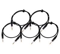 Pronomic Lot de 5 Stage INST-1 Câbles Instrument 1m (jack 6,3 mm, câble de liaison, guitare, embouts plaqués or, décharge de traction à pince) noir