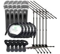 5x Set de Microphone Dynamique Karaoke Chant Voix avec Support Trépied Cable XLR
