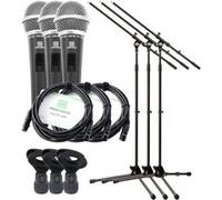 Pronomic Microphone DM-58 Vocal avec Interrupteur Starter Set de 3 avec 3 x stand + pince + câble G
