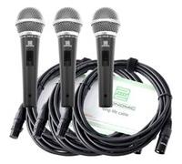3x Microphone Micro Dynamique Professionel Sono Chant Karaoke DJ Set XLR Cable