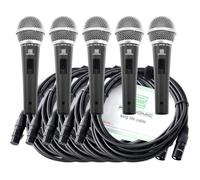 Pronomic Microphone Vocal DM-58 avec Interrupteur Starter Set de 5 avec 5x 5m câble XLR