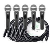 Pronomic Microphone Vocal DM-58 avec Interrupteur Starter Set de 5 avec 5x 5m câble XLR