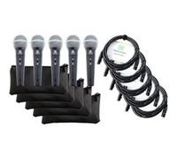 Pronomic Microphone Vocal DM-58 -B avec Interrupteur Set de 5 avec 5 x 5m câble XLR G