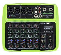 Pronomic Mini6 Console de Mixage USB - Mixeur 6 Canaux - 4 Canaux avec Entrées Combo - Entrée Stéréo - Lecteur/Enregistreur Média avec Bluetooth - Interface Audio - Vert