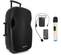 Pronomic MOVE 115MA-A - Enceinte Portable 15'' / 60W, 2 Micros sans fil VHF -USB, SD, MP3, BT - Système de Sonorisation Autonome G
