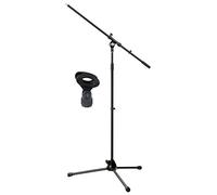 Pronomic MS-15 Pro pied micro avec perche (trépied stable, pieds caoutchouc, hauteur réglable jusqu’à 233 cm, perche 81 cm, pince micro, filetage réducteur) noir.
