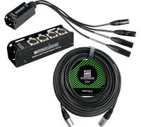 Pronomic NetCore SB-3F/SP-3M 20m Set - Système Multicore Audio 4 Canaux - Stagebox Avec 4 Connecteurs XLR & RJ45 - Pigtail Avec 4 Prises XLR & RJ45 - Inclus Câble Réseau CAT5e 20 m - Noir